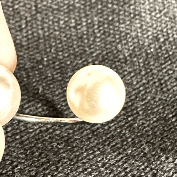DOUBLE PEARL 925 STERLING SILVER RING 8 and up - Picture 6 of 9